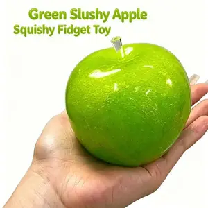 Green Apple Squishy Stress Ball 3 Inch, Crunchy ASMR Fidget Toy with Slushy Sound, Sensory Hand Squeeze Toy for Anxiety Relief, Office Desk Accessories, Unique Gift for Adults Kids (Not for Chewing)