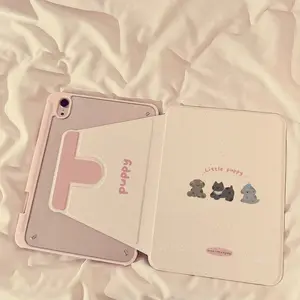 Transparent Acrylic Case for iPad 10 Gen 9 Gen 8 Gen 7 Gen 10.2 Inch Air4/5 10.9 Inch Pro 11 Inch, Soft Cute Design with Pen Slot