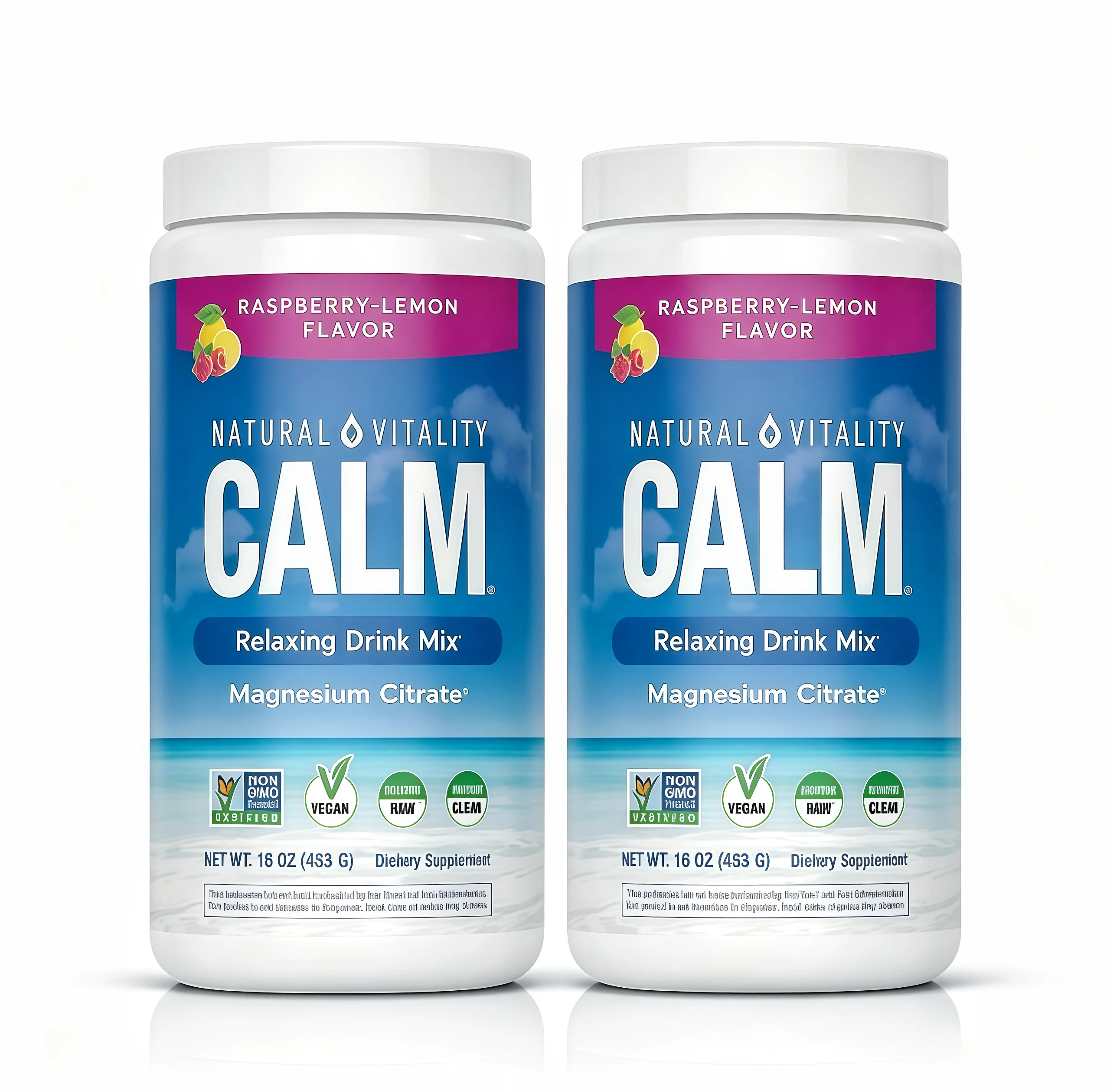 2 Pack MaxCalm Relaxing Drink Mix OH- Anti Stress Drink Mix - With Ionic Magnesium Citrate + Glycinate - Raspberry Lemon Flavor - 16 oz (453 g) - 113 Servings