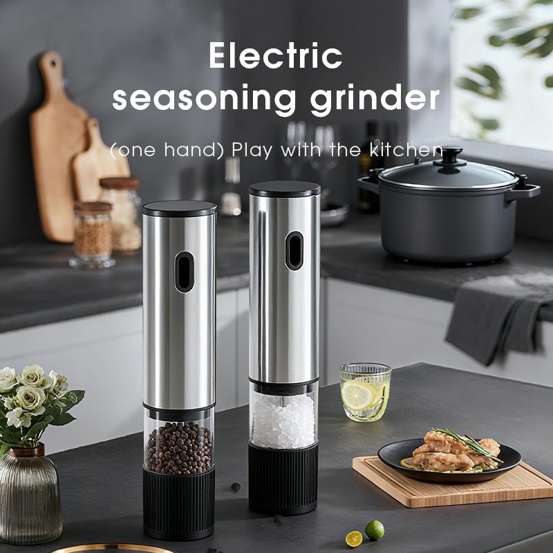 Automatic Salt and Pepper Grinder, Rechargeable Electric Spice Mill, LED Light Base, Large Capacity, Adjustable Coarseness, Self-Adjusting, Kitchen Utensils Set, New Year Gift, Home Kitchen