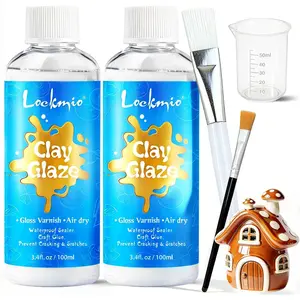 Air-Dry Clay Glaze, 6.8 oz/200 ml — high-gloss varnish protective sealant that prevents cracking and scratching; provides a glossy glaze effect for ceramics, wood, acrylic painting, and crafts.