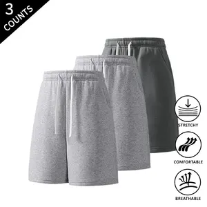 3-Pack Men’s Comfortable Sweatpants Shorts, Relaxed Fit, Drawstring Waist, Breathable, Everyday Wear Sports Shorts for Men