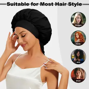 Adjustable Satin Bonnet for Sleeping Women Double Layer Hair Wrap Reduce Friction Prevent Frizz Natural Curly Hair