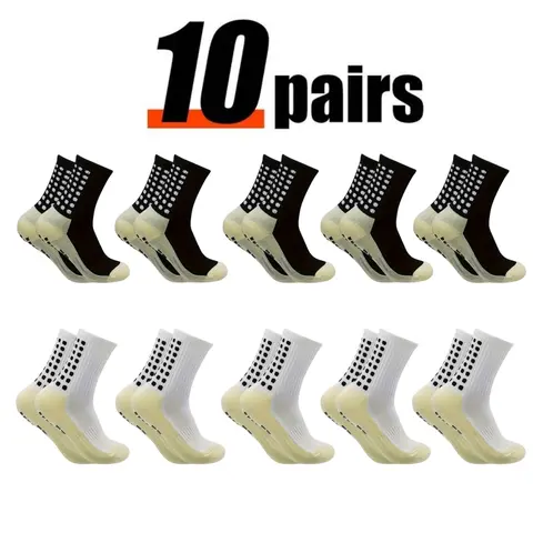Lpxpass Adults' Grip Sports Socks - Cushioned, Breathable Crew Soccer Equipment, Non-Slip Silicone Soles, Hand Wash Only, All Seasons, Fitness Workouts (3,6,10 Pairs)