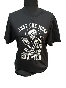 Just One More Chapter Apparel Women's T-Shirt with Skeleton Graphic, Comfortable Fit, and Stylish Design