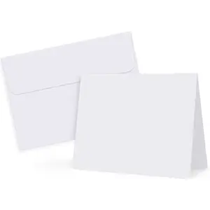 White-Blank-Cards-and-Envelopes-100-Pack-4.125x5.5 Heavyweight-Folded-Cardstock-and-A2-Envelopes-Self-Seal for DIY Greeting Cards, Invitations, Wedding, Baby Shower, Birthday