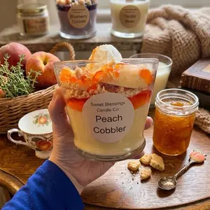 Sweet Blessings Candle Co. Peach Cobbler Candle - Aromatic Fragrance for Home Decor & Relaxation