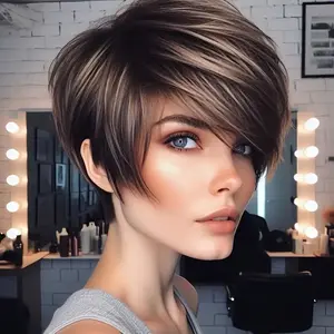 Hot Sell New 6-Inch Short Bob Pixie Cut Human Hair Wig - Straight Layered P1B/27 Color, 150% Density Rose Net Cap, Natural Look for Women, Daily Wear & Special Occasions