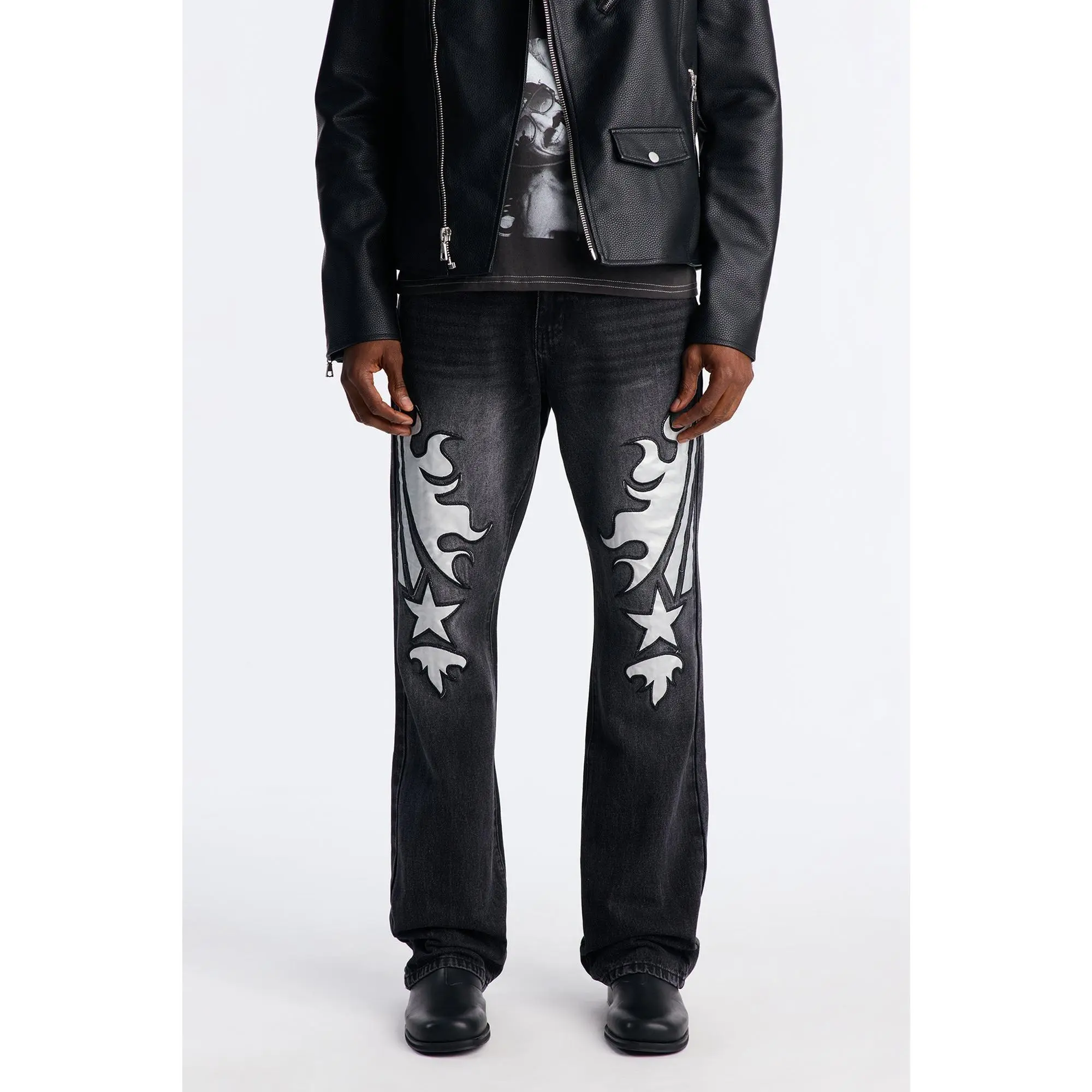 Stacked Slim Flare Blazing Star Jean - Black Wash