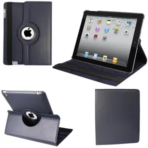212 MAIN Faux Leather iPad Mini Tablet Protective Cover - 360-Degree Rotatable, Handheld Compact Case with Landscape View Support, Navy Blue Accessory