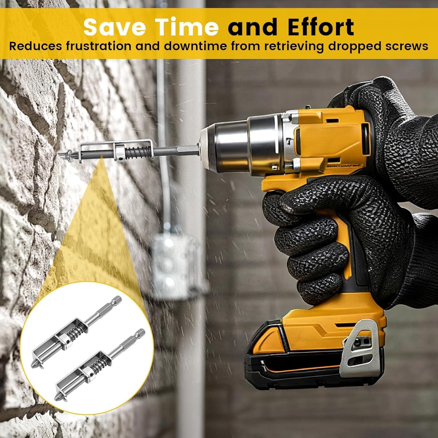 Spring-Loaded Screw Holder Bit, Professional Heavy-Duty Anti-Drop Screwdriver Bit for Single-Hand Operation, Universal Screw Retaining Tool Bit Holder for Electricians, Mechanics, Overhead Work, Home DIY Repair & Daily Maintenance