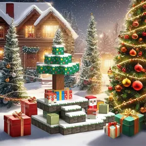 Creative Building Blocks Set, 1 Box Festival Themed Assembly Toys for Gifts, Creative Construction Game Props for Home Decor