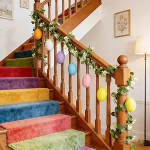 10pcs Easter Egg Eucalyptus Vine Set, Realistic Eucalyptus Leaf Colorful Spotted Foam Eggs Hanging Decor, Spring Festival Party Atmosphere Decoration