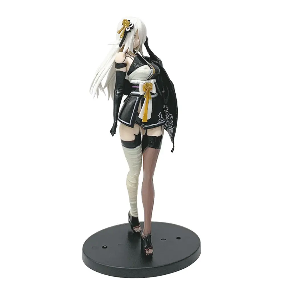 One Piece NieR: Automata 2B Anime Figure Set, Kimono Style Dual Forms (Seated & Standing), Kimono Edition with Fox Mask Detail, Kimono Style Dual Set for Desk & Room Display