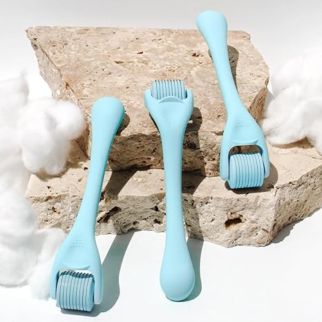 Derma Roller for Hair & Skin Microneedling Roller for Men & Women Beard Growth Hair Regrowth & Acne Scar Treatment Ergonomic Handle Skin Care Tool