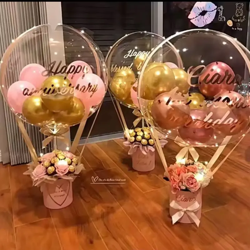 Balloon Bouquet with Gold and Pink Balloons for Anniversary Celebrations and Special Occasions by JB seasonal gift shop