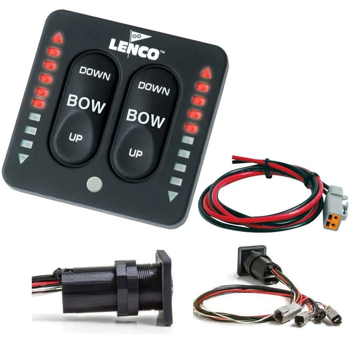 Lenco Marine 15170-001 LED Indicator Integrated Tactile Switch Kit with 30-Inch Pigtail Wiring Harness, for Kayaking Single Actuator Systems, Improves Accuracy, 30 Inches