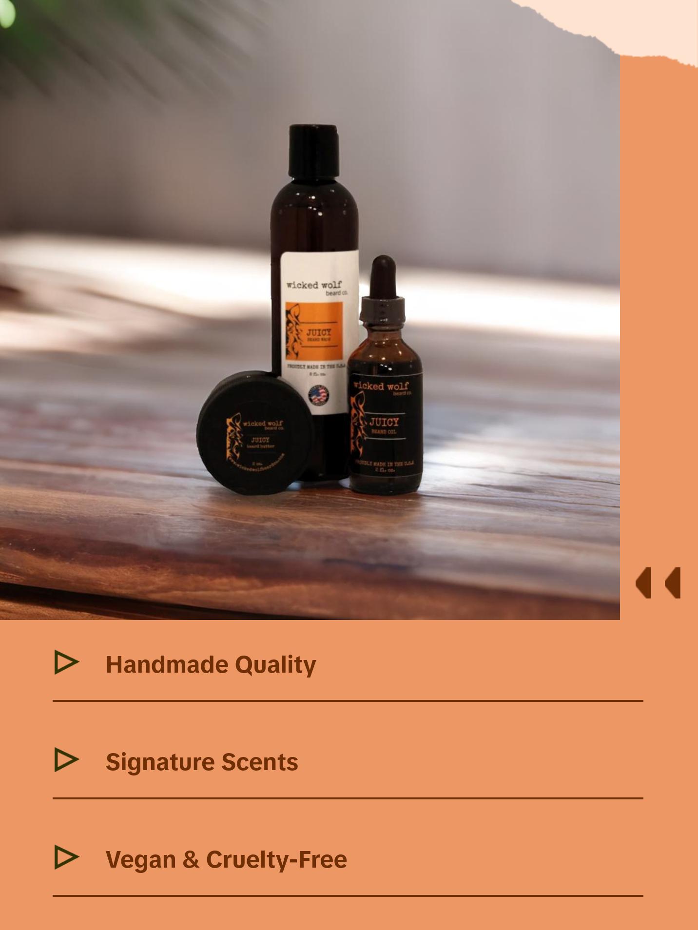 Wicked Wolf Beard Co. Wolf Pack - All natural Beard care set - three delicious scents Wicked Wolf Beard Co. Wolf Pack - All natural Beard care set - three delicious scents