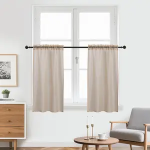 2-Piece Basic Modern Sheer Rod Pocket Window Valances, Textile Curtain Accessories for Kitchen, Bathroom Decor