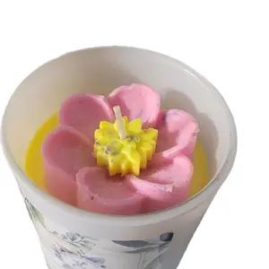 Island Vibes 14oz Candle with Pink Pineapple Mint Flower Melt topper - Decorative Packaging
