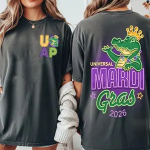 Two Sided Gator King Universal Orlando Annual Passholder Mardi Gras 2026 Shirt, Alligator UOAP Tee, Universal Studios Florida Family Trip 9HMTD
