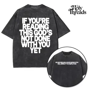 [Holy Threads] If You're Reading This God's Not Done With You Yet Unisex Washed T-shirt Vintage Tee Jesus Shirt Jesus Tee Christian Merch Christian Apparel God Apparel christian  bible  shirt