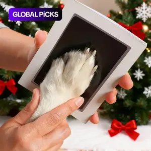 Paw Print Stamp, 1/4/8 Counts Footprint Stamp Pad with 1 Ink Pad & 2 Imprint Cards, Handprint and Footprint Stamp for Baby Shower