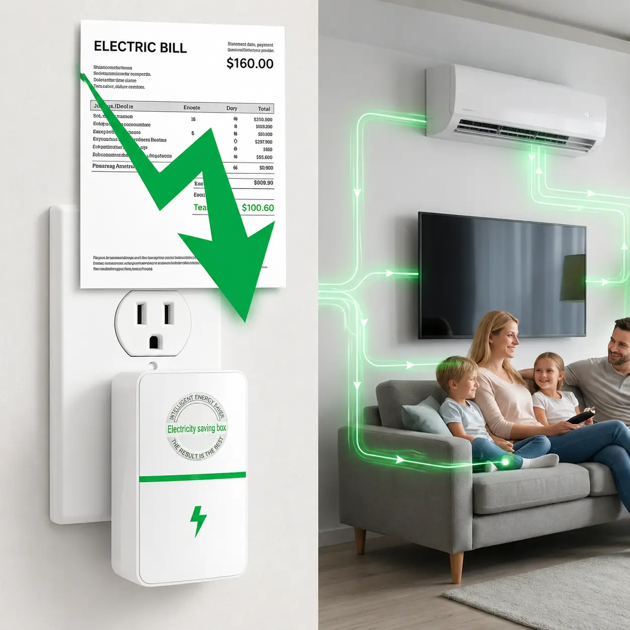 2026 New US Plug Power Factor Saver - 120V Plug-In Power Box, Automatic Voltage Stabilizer, Universal AC Adapter for Home, Office, Universal Ac Adapter Power Savers