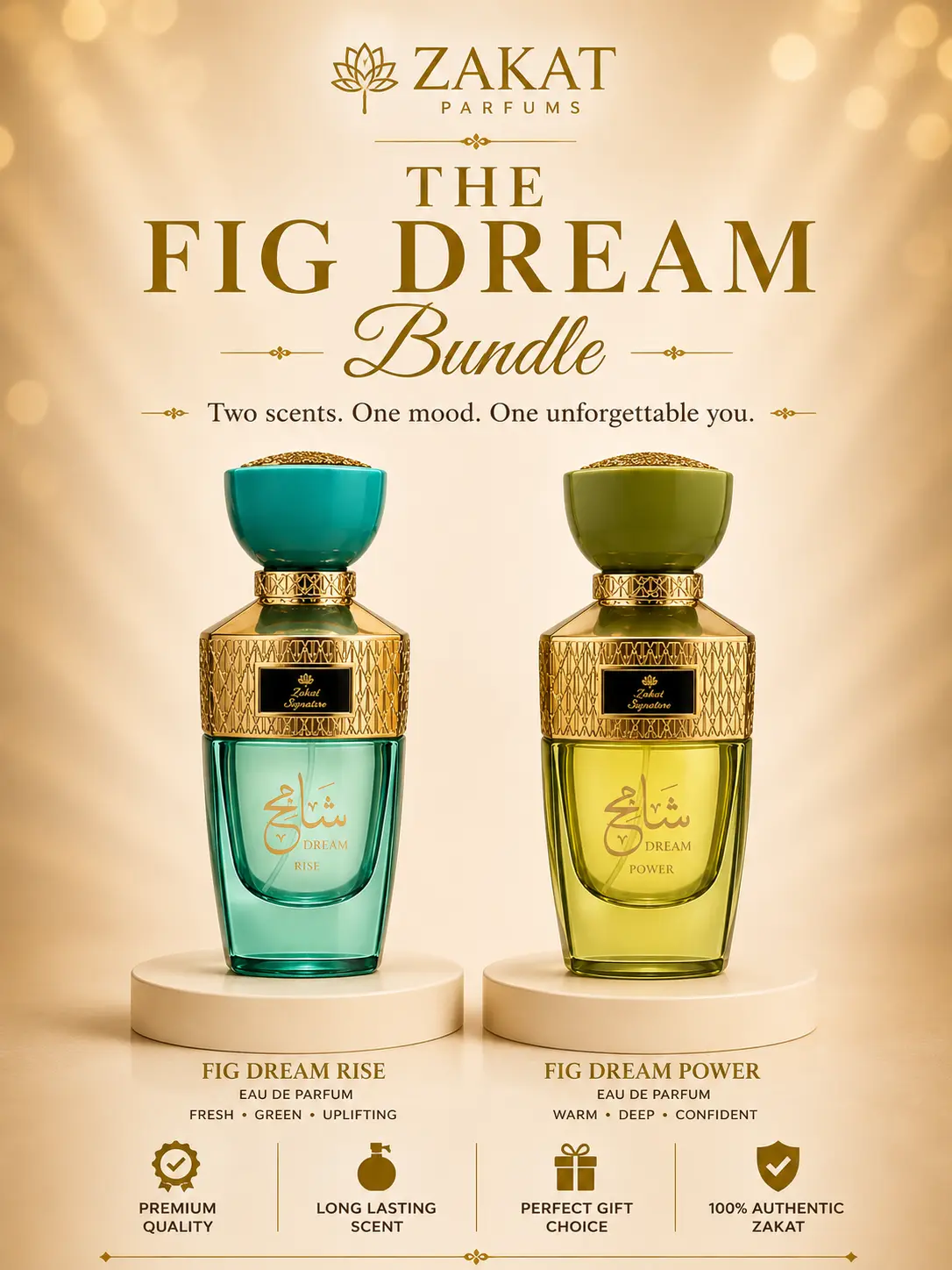 The Fig Dream Bundle I Shamek Power + Shamek Rise by Zakat Eau De Parfum 3.4 FL OZ Each Unisex
