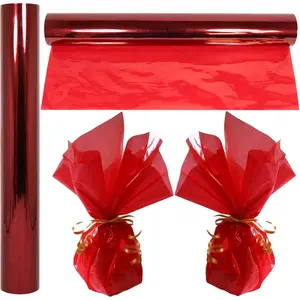 Cellophane Wrap Roll Red | 100' Ft. Long X 16" in. Wide | 2.3 Mil Thick Transparent Red | Gifts, Baskets, , Cellophane Wrapping Paper | Colorful Cello Christmas, Holiday Color