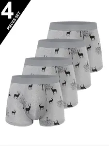 4 Pack Men's Mixed Color Boxer Briefs - Breathable Stretch | Casual Gym, Comfortable Minimalist Stylish