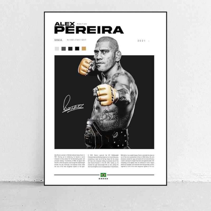 MMA Fighter Poster Set: Sean O'Malley, Nate Diaz, Ilia Topuria, Alex Pereira, Israel Adesanya, Max Holloway