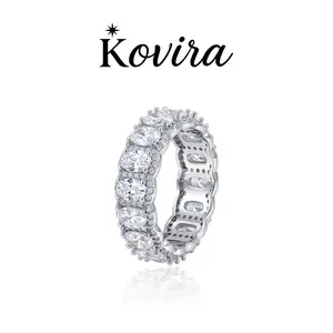 Kovira S925 Sterling Silver Elegant 5A Zircon Eternity Band Engagement Ring for Women Everyday Wear Statement Gift