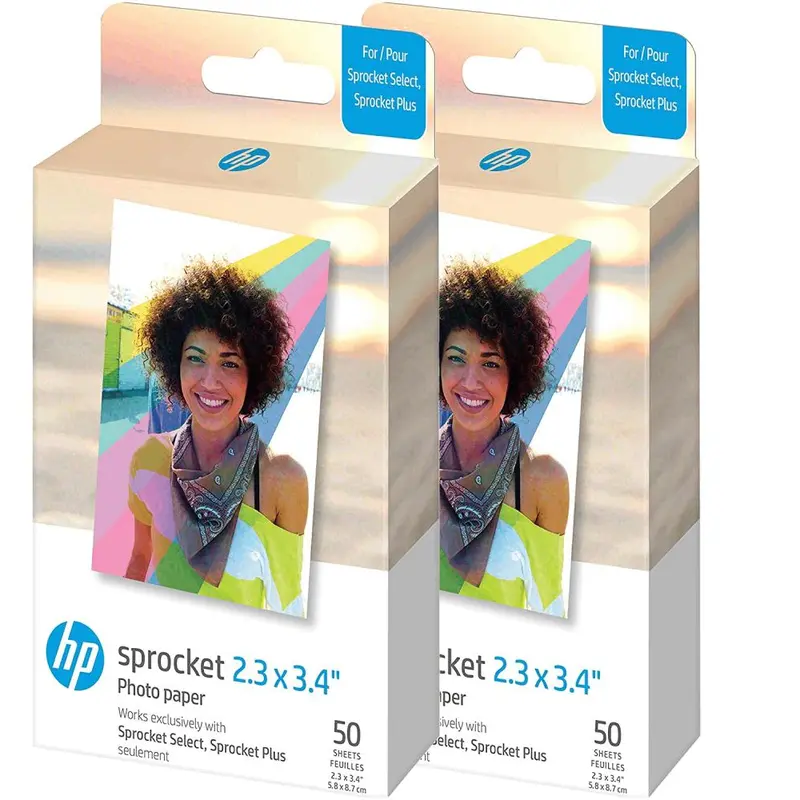 HP Sprocket 2.3" x 3.4" Premium Zink Sticky Back Photo Paper (100 Sheets) Camera Smartphone