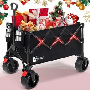 Wagons Carts Foldable - Collapsible Wagon Cart with Wheels Foldable - Utility Folding Wagon Cart for Sports Camping Grocery, Black
