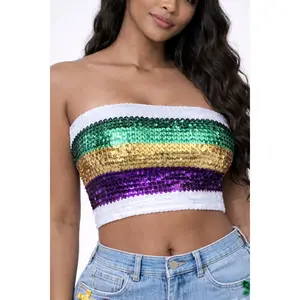 Mardi Gras Sequins Tube Top
