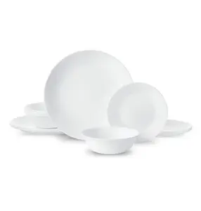 Winter Frost White 12-Piece Glass Dinnerware Set Service for 4 Elegant Tableware for Everyday Use