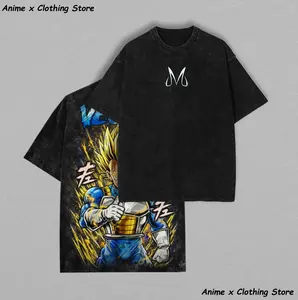 Warrior Power Vintage Washed T-Shirt – DBZ Inspired Anime Graphic Tee, Saiyan Streetwear