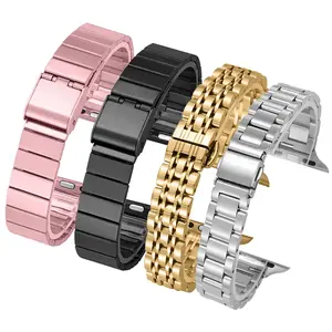 Stainless Steel Watch Bands Replacement with Straight & Curved End 4 Colors(Gold, Silver, Black, Rose Gold) Sizes(38mm-49mm)