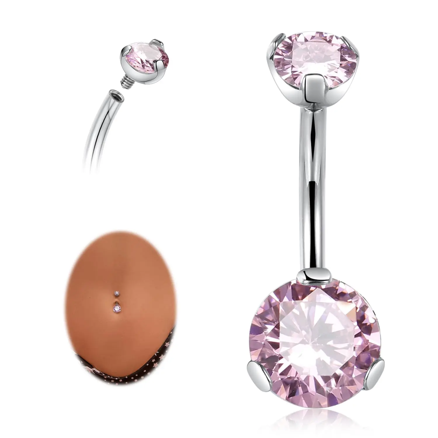 Silver+Pink CZ