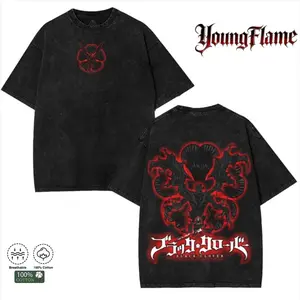 Asta Black Clover T-Shirt | Human Devil Anime Graphic Tee | Limited Edition Valentine Washed Unisex Shirt Top Menswear Crewneck | tiktok shop deals good covenant vintage japanese streetwear