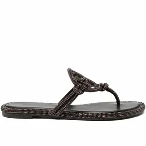Women's Summer Miller crystal-embellished flip flops,Rhinestone Herringbone Slide Sandals,Crystal embellished Sandals