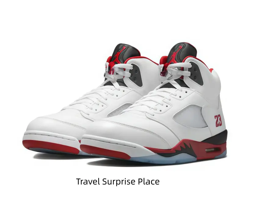 Iconic Fire Red Accent White Mid-Top Collectible Sports Shoes