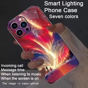 Red Aurora Dynamic Flashing, Colorful Intelligent Voice-Activated Luminous Phone Case for iPhone 17/16 Pro Max/15 Pro/14 Plus/13/12 - Luminous Technology, Elegant Daytime Design, Enhanced Nighttime Visibility