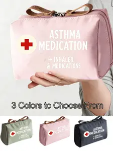 Practical Medical Bag/cosmetic Bag, Asthma Medicines Inhaler Cross Mark, Compact Durable Waterproof, Suitable for Students Mothers Travelers