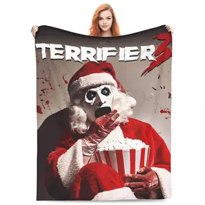 Terrifier Christmas Santa Terrifier 3 Blanket Flannel Spring/Autumn Multifunction Ultra-Soft Throw Blankets for Bed Bedspread Father's Day Children's Day Thanksgiving holiday gifts for family and children