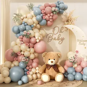 144pcs Square Gender Reveal Balloon Arch Garland Kit - Dusty Pink, Blue, Sand White Balloons for Boho Neutral Theme Gender Reveal, New Year Baby Shower Decorations (Home & Festive Party Supplies)