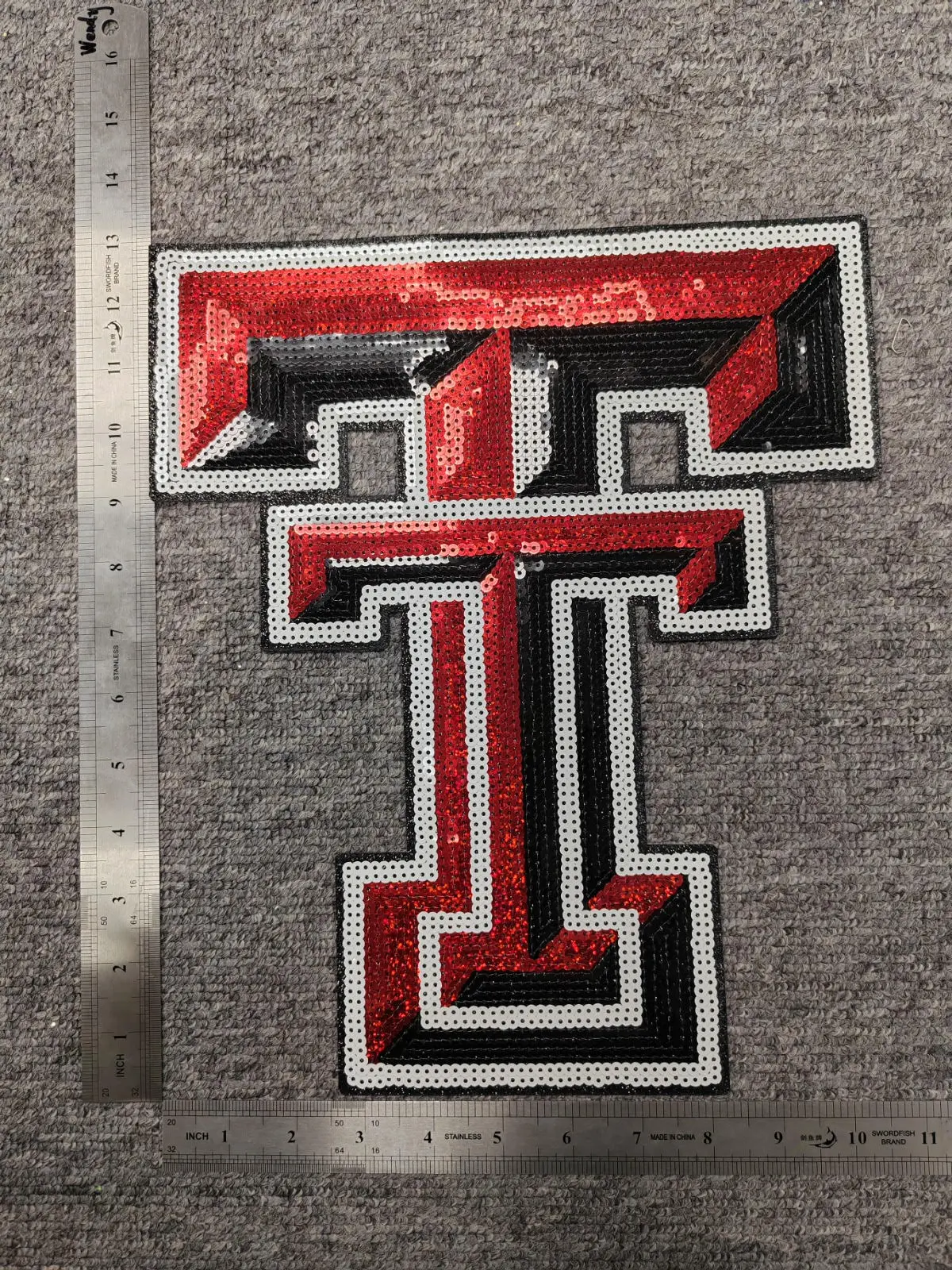 Texas Tech sequin applique patch