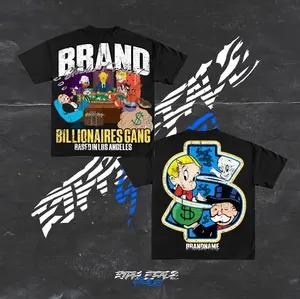 Y2K Graphic "Billionaires Gang" Personalize Printed Tshirt Casual Cotton