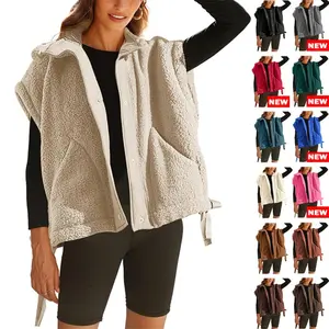 Tanming Women's Warm Fleece Vest Casual Sleeveless Button Down Sherpa Jacket Springfresh Outerwear with Pockets